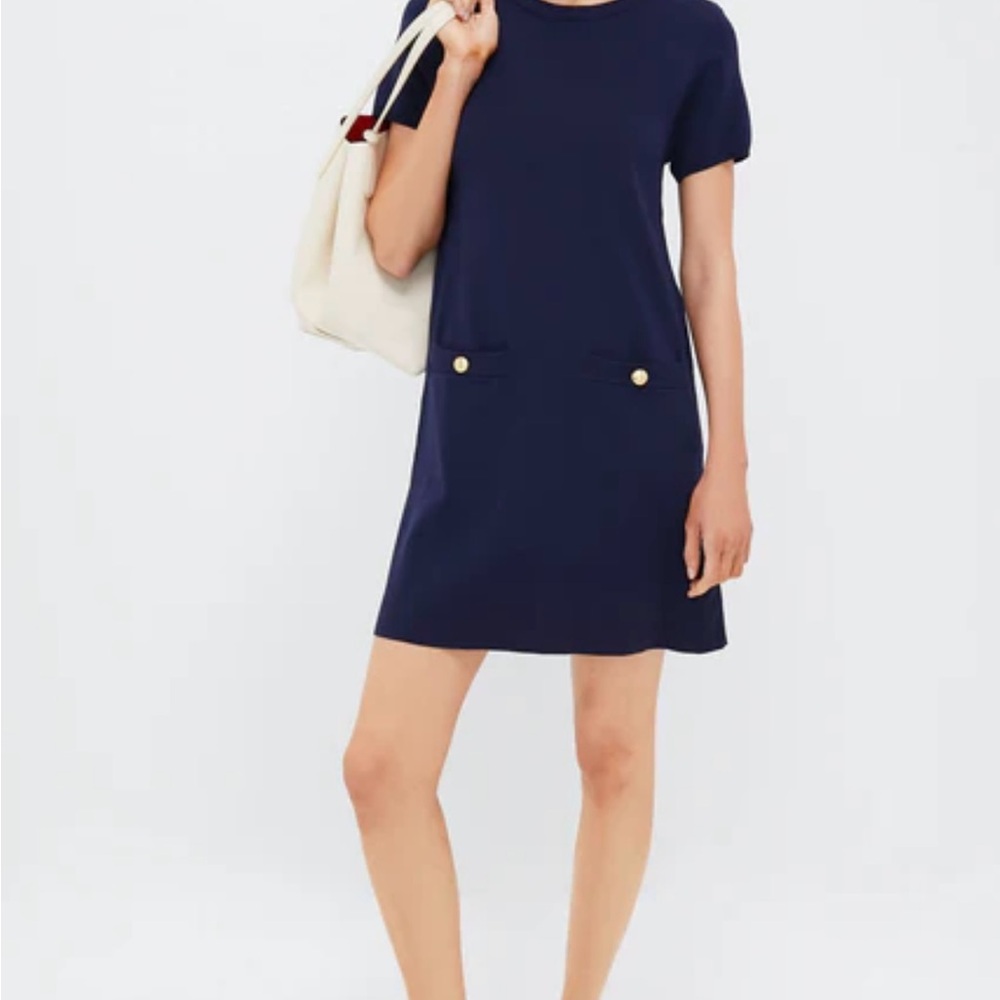 Navy Blue Short Sleeve Dress Pomander Place NWY Size Small